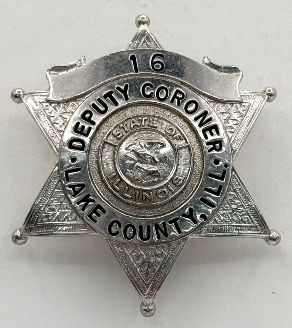Obsolete Lake County Illinois Deputy Coroner Sergeant Star Badge #16 (1 of 2)
