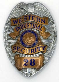 Obsolete Entenmann State Of California Western Industrial Security Shield Badge #28