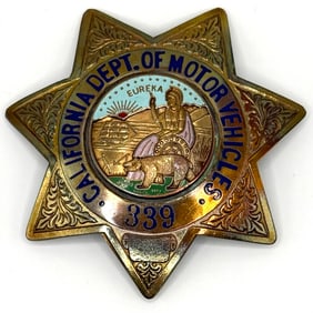 Obsolete California Department Of Motor Vehicles Star Badge #339