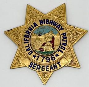 Obsolete California Highway Patrol Sergeant Star Wallet Badge #1796