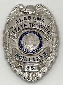 Obsolete Alabama State Trooper Auxiliary Shield Badge #85