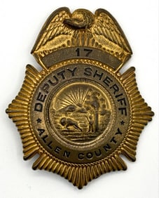 Obsolete Allen County Indiana Deputy Sheriff Shield Badge #17