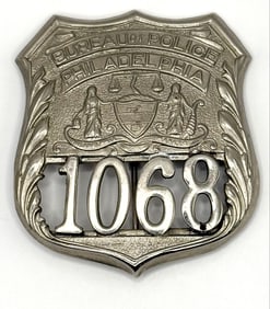 Obsolete Bureau Of Police Philadelphia Shield Badge #1068