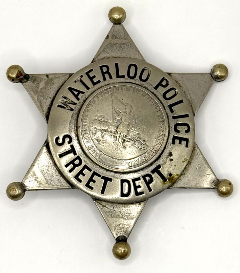 Obsolete Waterloo Iowa Police Street Dept. Star Badge (1 of 2)