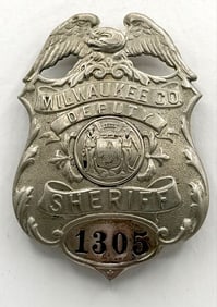 Obsolete Milwaukee County Deputy Sheriff Shield Badge #1305