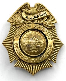 Obsolete Named Cuyahoga County Ohio Deputy Sheriff Shield Badge
