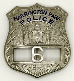 Obsolete Harrington Park New Jersey Police Shield Badge #6