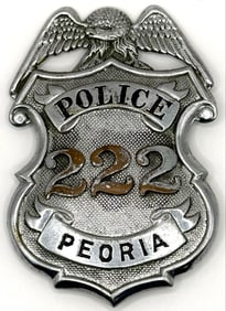Obsolete Peoria Illinois Police Shield Badge #222