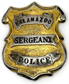 Obsolete Kalamazoo Michigan Police Sergeant Shield Badge