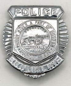 Obsolete Robbins Co. Brookline Massachusetts Police Shield Badge #119