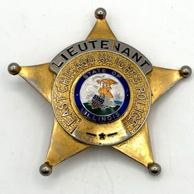 Obsolete C.H. Hanson East Chicago Heights Illinois Police Lieutenant 5-Point Star Badge