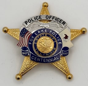 Obsolete 2007 Nielsen Mfg. Fox Lake Illinois Police Officer 5-Point Star Badge