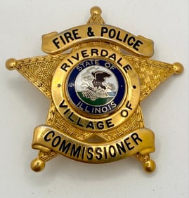 Obsolete Blackinton Riverdale Illinois Fire & Police Commissioner 5-Point Star Badge