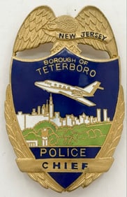 Obsolete Teterboro New Jersey Police Chief Shield Badge