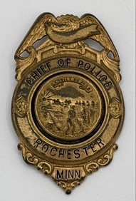 Obsolete Rochester Minnesota Chief Of Police Shield Badge