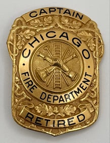 Obsolete Named C.H. Hanson Chicago Fire Department Captain Retired Badge