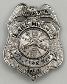 Obsolete Lake Hughes California Volunteer Fire Department Member Shield Badge