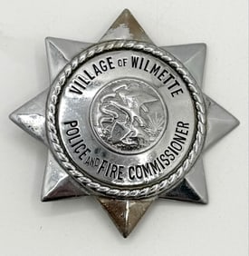 Obsolete Named Wilmette Illinois Police & Fire Commissioner Star Badge