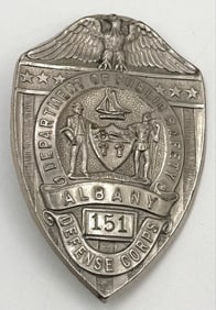 Obsolete Albany New York Department Of Public Safety Defense Corps Shield Badge #151