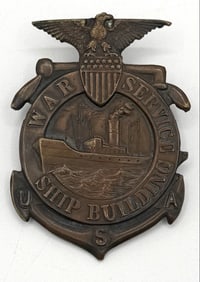 Obsolete USA War Service Ship Building Shield Badge