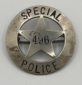 Obsolete Special Police Round Center Star Badge #496