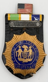 Obsolete City Of New York Police Lieutenant Badge With Citation Holder
