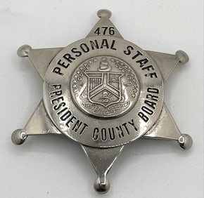 Obsolete C.H. Hanson President Cook County Board Personal Staff Star Badge #476