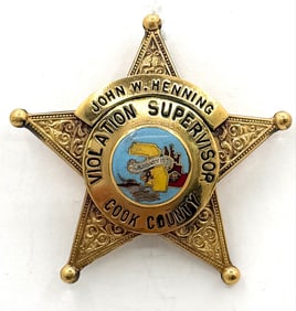 Obsolete C.H. Hanson Named Cook County Illinois Violation Supervisor Star Badge