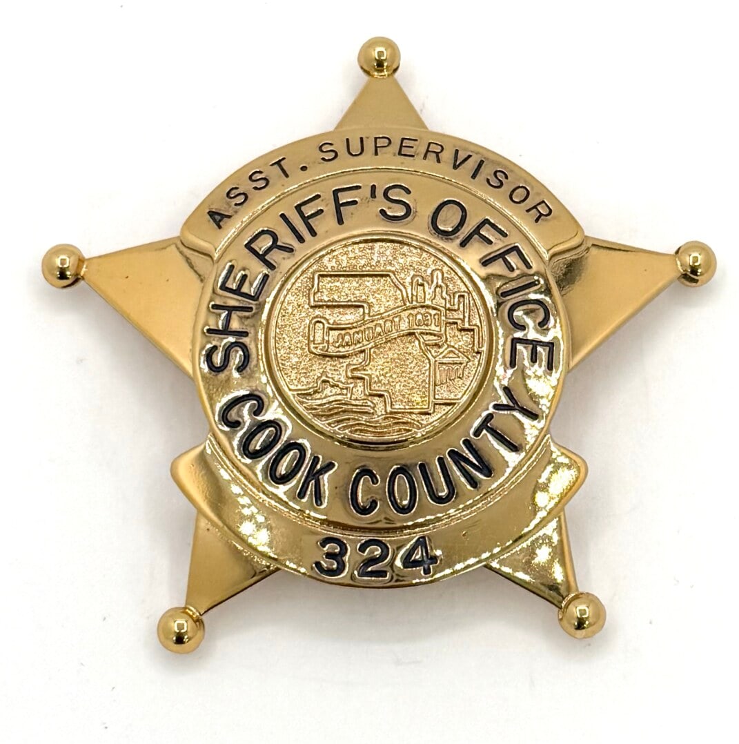 Obsolete C.H. Hanson Cook County Illinois Sheriff's Office Asst. Supervisor Star Badge #324 (1 of 2)