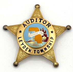 Obsolete Leydon Township Illinois Auditor Star Badge