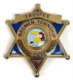 Obsolete Blackinton Breman Township Illinois Trustee Civil Defense Star Badge