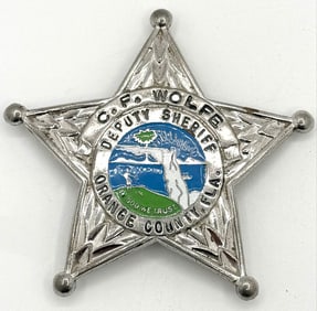 Obsolete Named Orange County Florida Deputy Sheriff 5-Point Star Badge