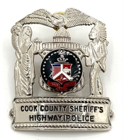 Obsolete Blackinton Cook County Illinois Sheriff's Highway Police Hat Badge
