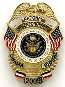 Obsolete 2009 National Law Enforcement Presidential Inaugural Protection Detail Team Shield Badge