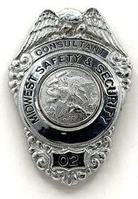 Obsolete State Of Illinois Midwest Safety & Security Consultant Shield Badge #2