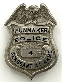 Obsolete Funmaker Police Sergeant At Arms Shield Badge #4