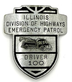 Obsolete C.H. Hanson Illinois Division Of Highways Emergency Patrol Driver Shield Badge #100