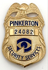 Obsolete Pinkerton Security Services Shield Badge #24082