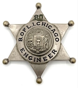 Obsolete S.D. Childs B. Of L.I. Chicago Engineer Star Badge