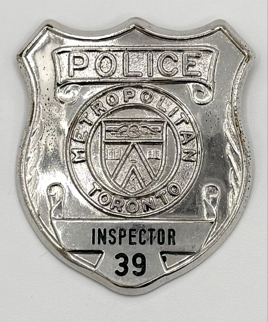 Obsolete City Of Toronto Metropolitan Police Inspector Shield Badge #39 (1 of 2)
