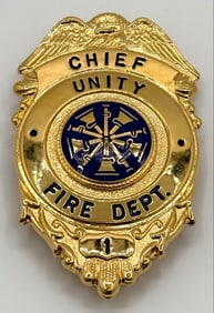 Obsolete Blackinton Unity Fire Department Chief Shield Badge #1