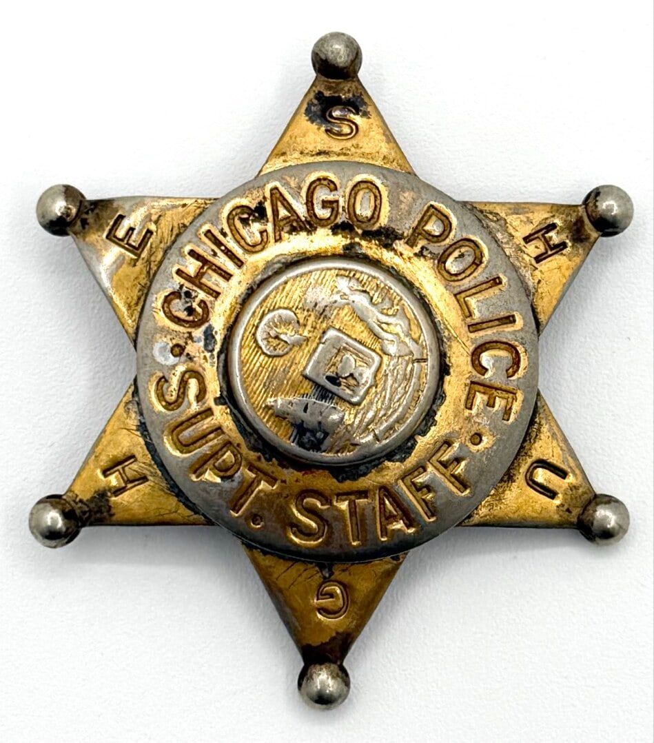 Obsolete C.H. Hanson Named Chicago Superintendent Staff Presentation Star Badge (1 of 2)