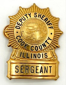 Obsolete C.H. Hanson Cook County Illinois Deputy Sheriff Sergeant Hat Badge