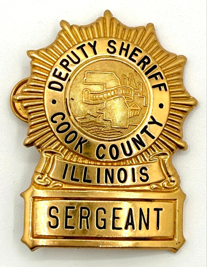 Obsolete C.H. Hanson Cook County Illinois Deputy Sheriff Sergeant Hat Badge (1 of 2)