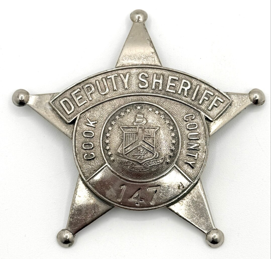 1959-62 Obsolete C.H. Hanson Cook County Illinois Deputy Sheriff 5-Point Star Badge #147 (1 of 2)