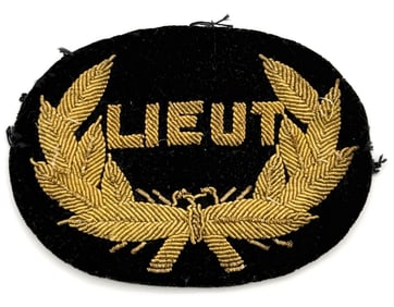 Antique Hand Embroidered Gold Bullion On Velvet Police Lieutenant Hat Patch