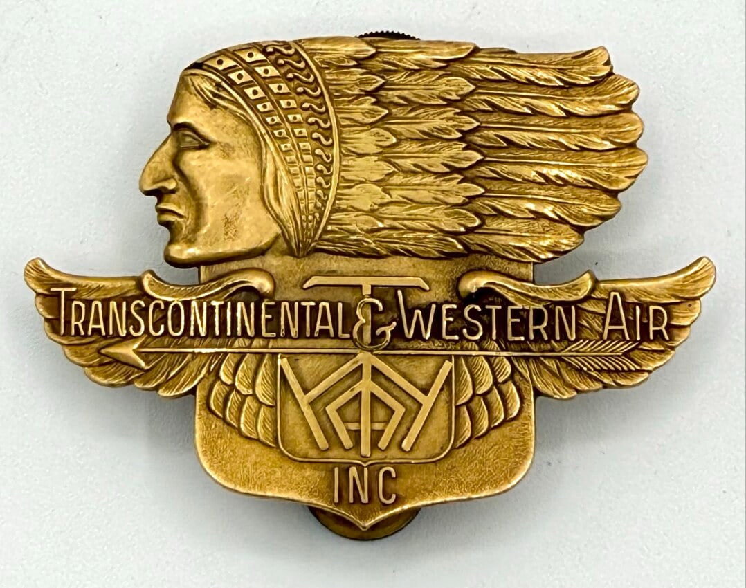 1930's Transcontinental & Western Air Inc. (TWA) Pilot's Cap Badge (1 of 2)