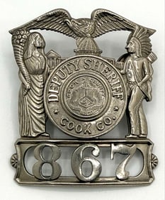 Obsolete Cook County Illinois Deputy Sheriff Hat Badge #867