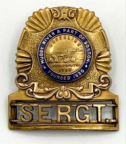 Obsolete Brookline Massachusetts Police Sergeant Hat Badge