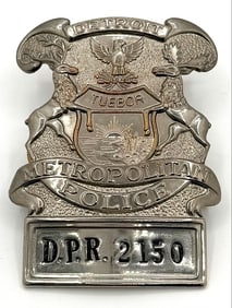 Obsolete Detroit Metropolitan Police Hat Badge #D.P.R. 2150